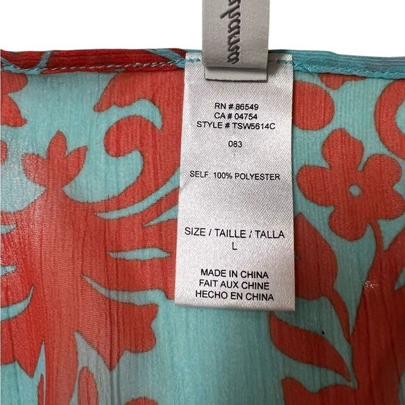 TOMMY BAHAMA Bathing Suit Vibrant Feminine Sheer Coverup Dress | Size L - Picture 7 of 8